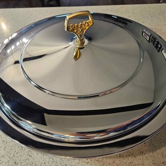 Vintage 1960's Kromex Chrome Pie Plate Server Giftware - BRAND NEW - Picture 1 of 7